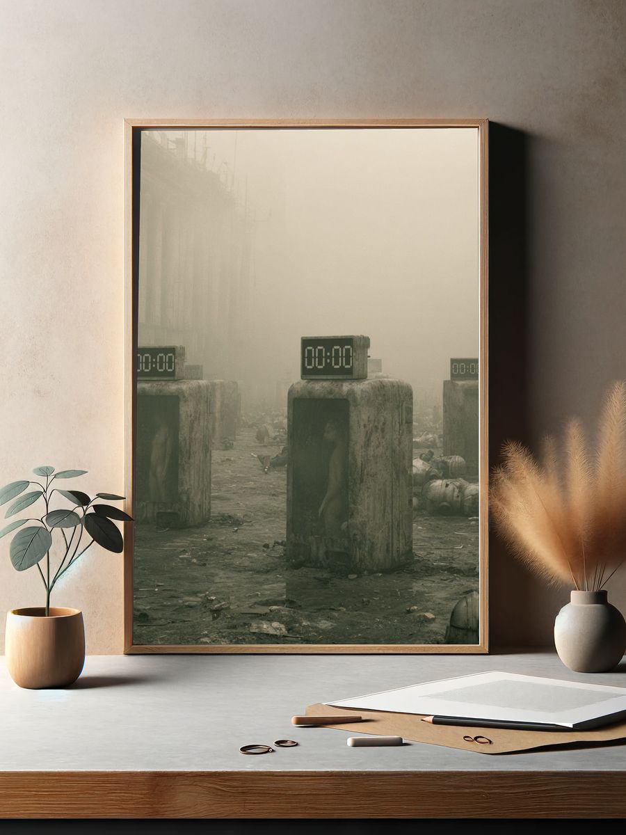 Dystopian Clockscape Sci-Fi Poster. — room view 2