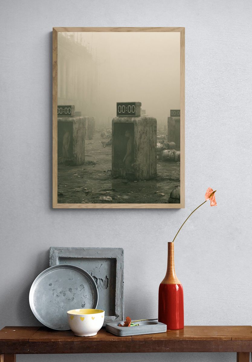Dystopian Clockscape Sci-Fi Poster. — room view 3