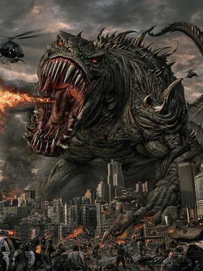 Giant Monster City Attack Poster.