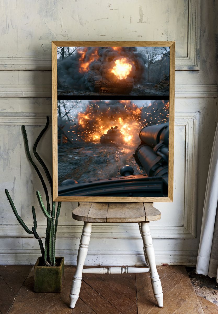Tank Explosion Action Poster. room preview