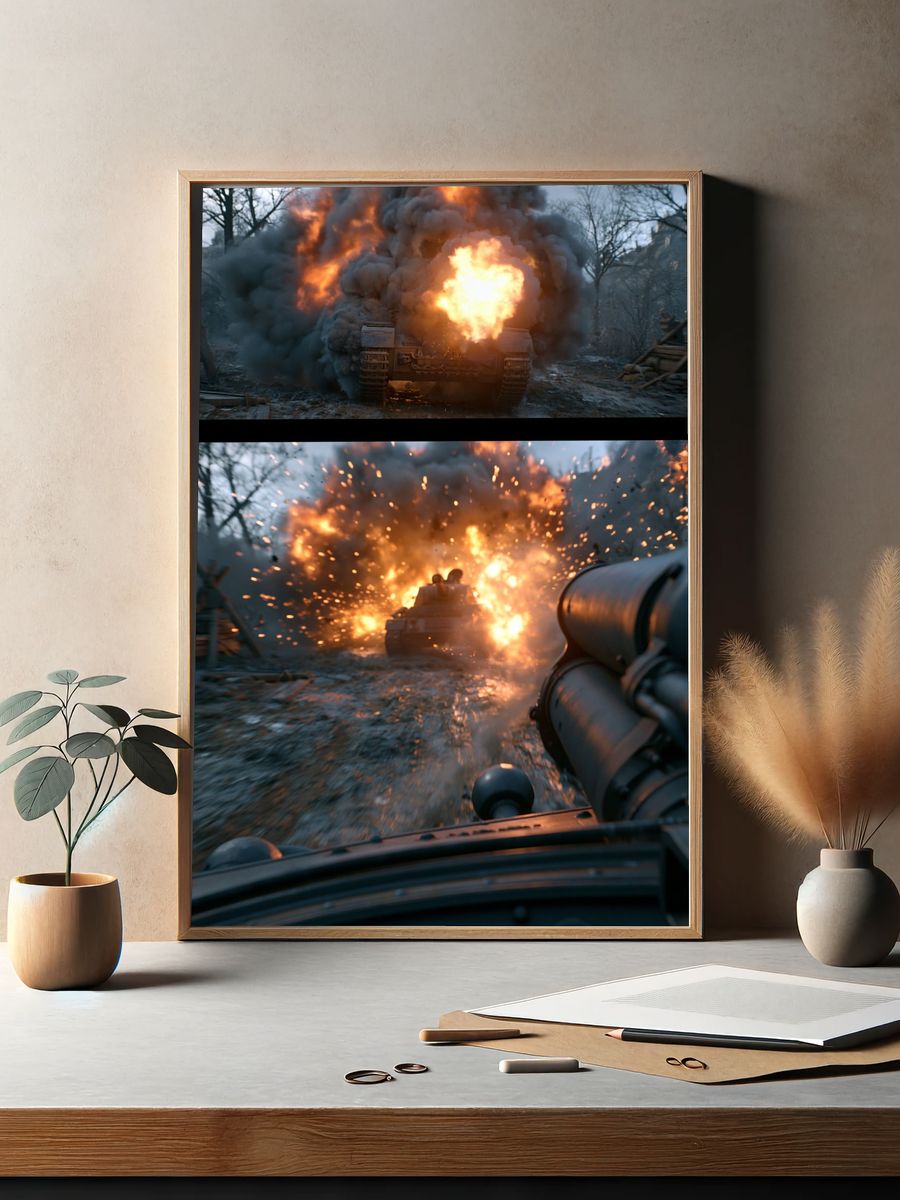 Tank Explosion Action Poster. — room view 2