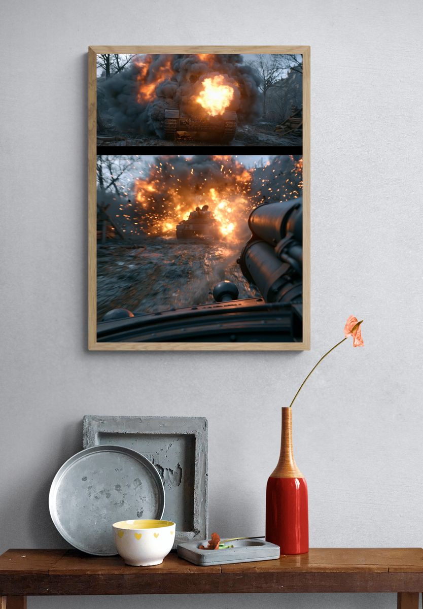 Tank Explosion Action Poster. — room view 3