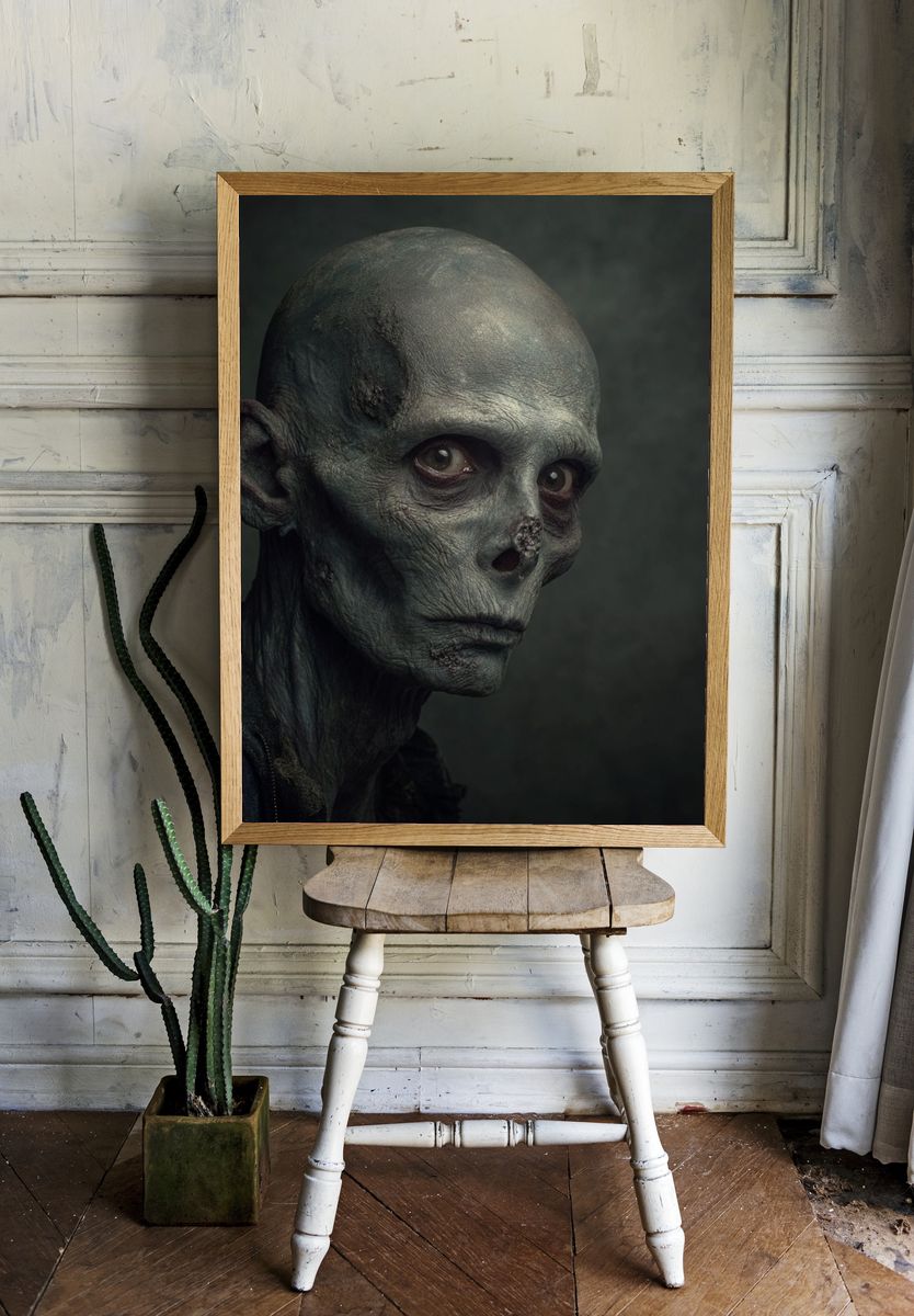 Alien Portrait Horror Print. — room view 1