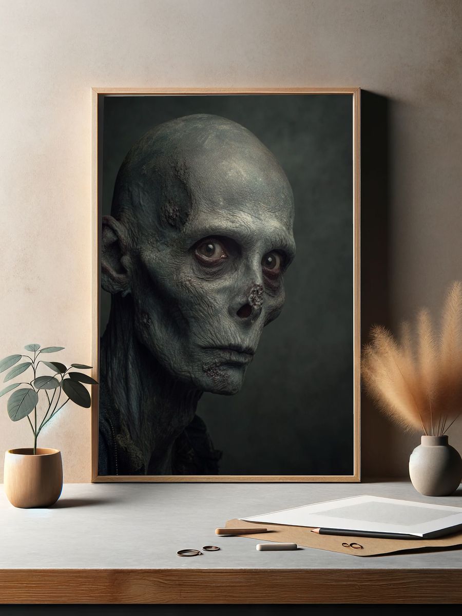 Alien Portrait Horror Print. — room view 2