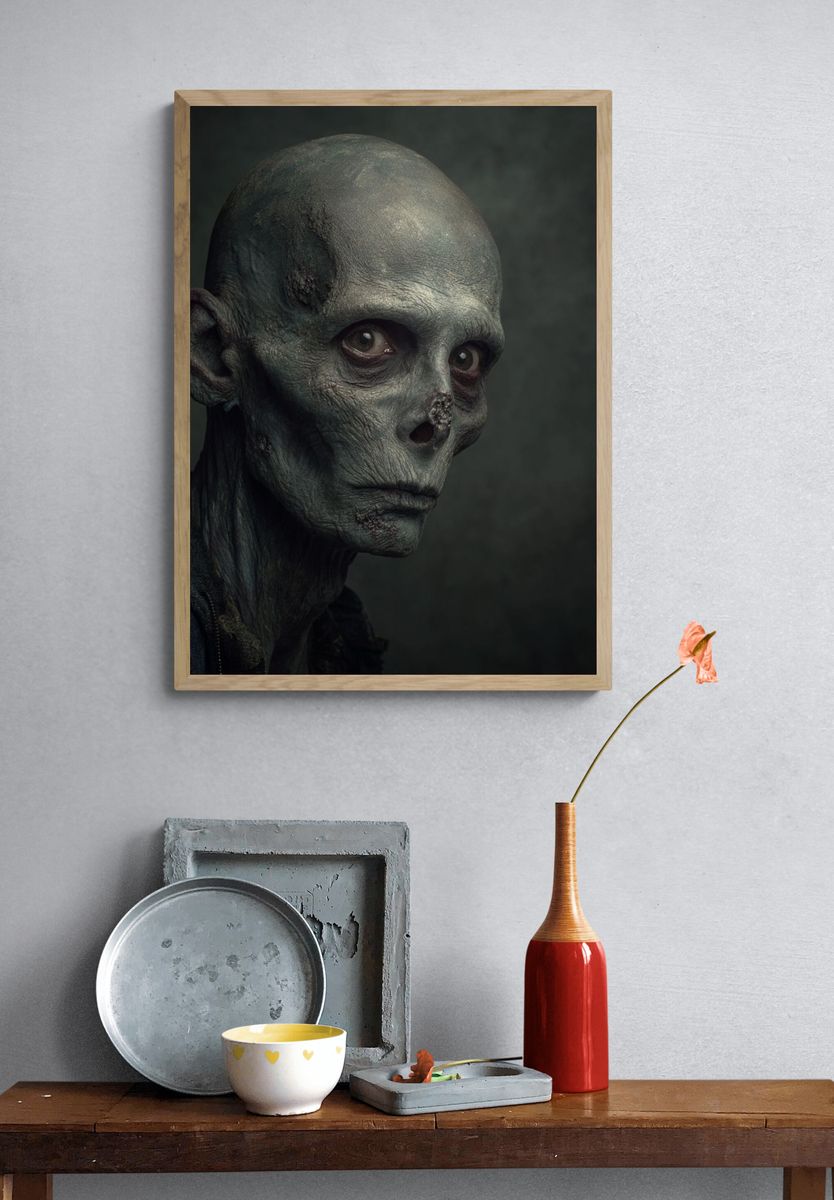 Alien Portrait Horror Print. — room view 3