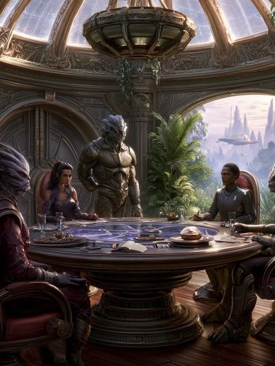 Alien Council Chamber Sci-Fi Poster.