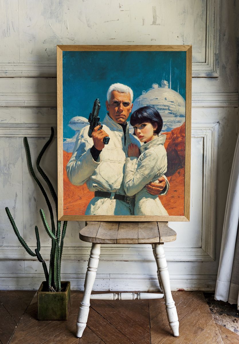 Retro Sci-Fi Couple Poster. — room view 1