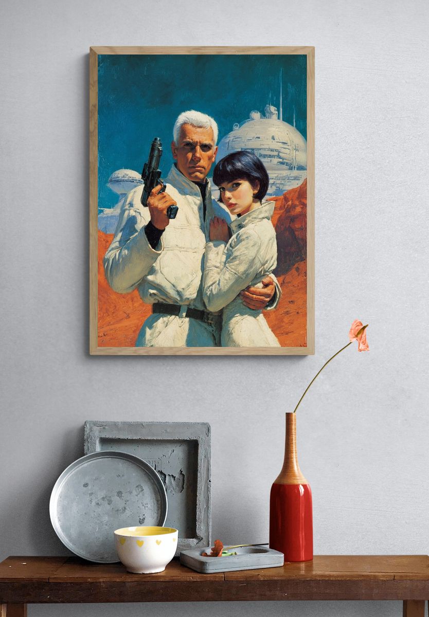 Retro Sci-Fi Couple Poster. — room view 3