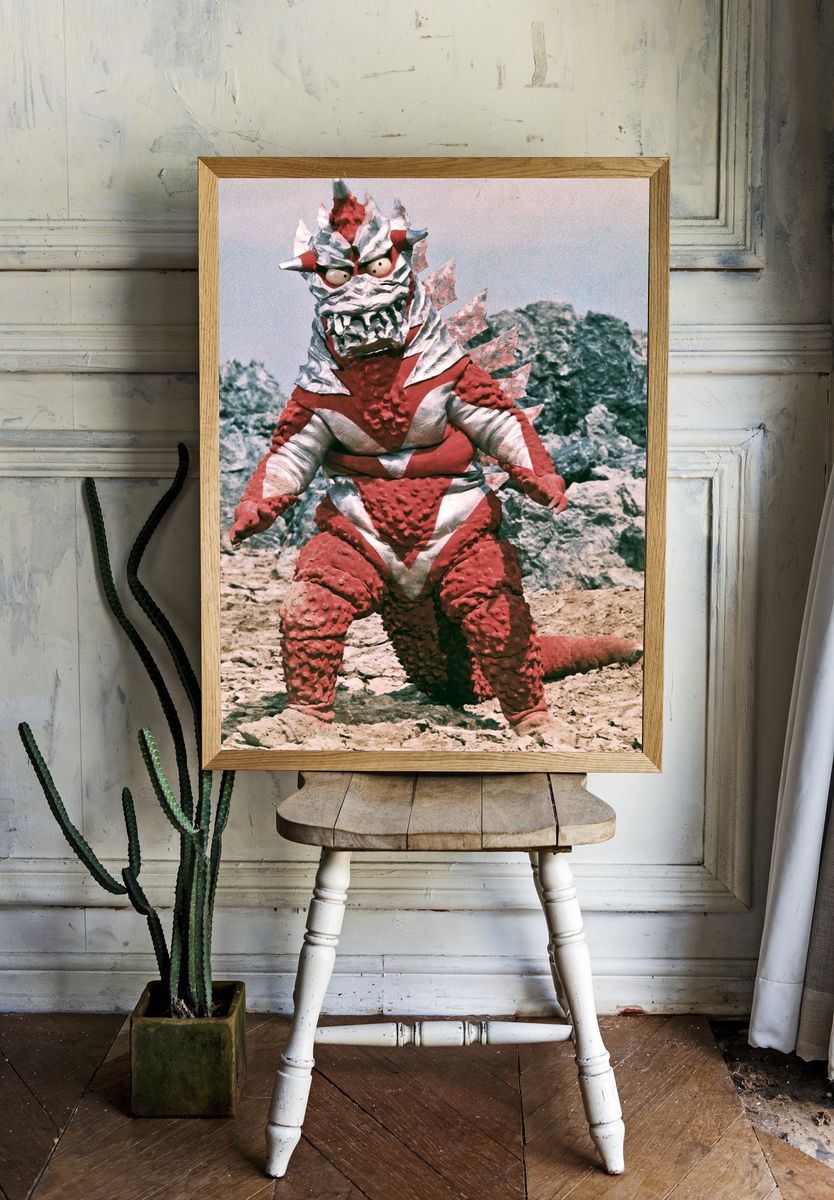 Red Kaiju Monster — Retro Print. room preview