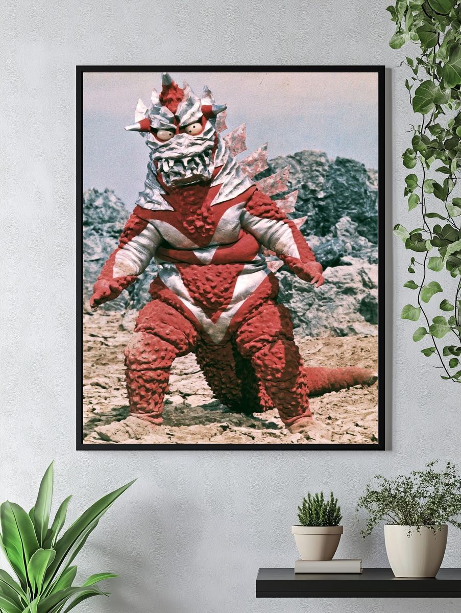 Red Kaiju Monster — Retro Print. — room view 4