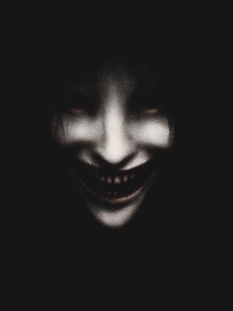 Creepy Smiling Face Horror Print. poster — movies art