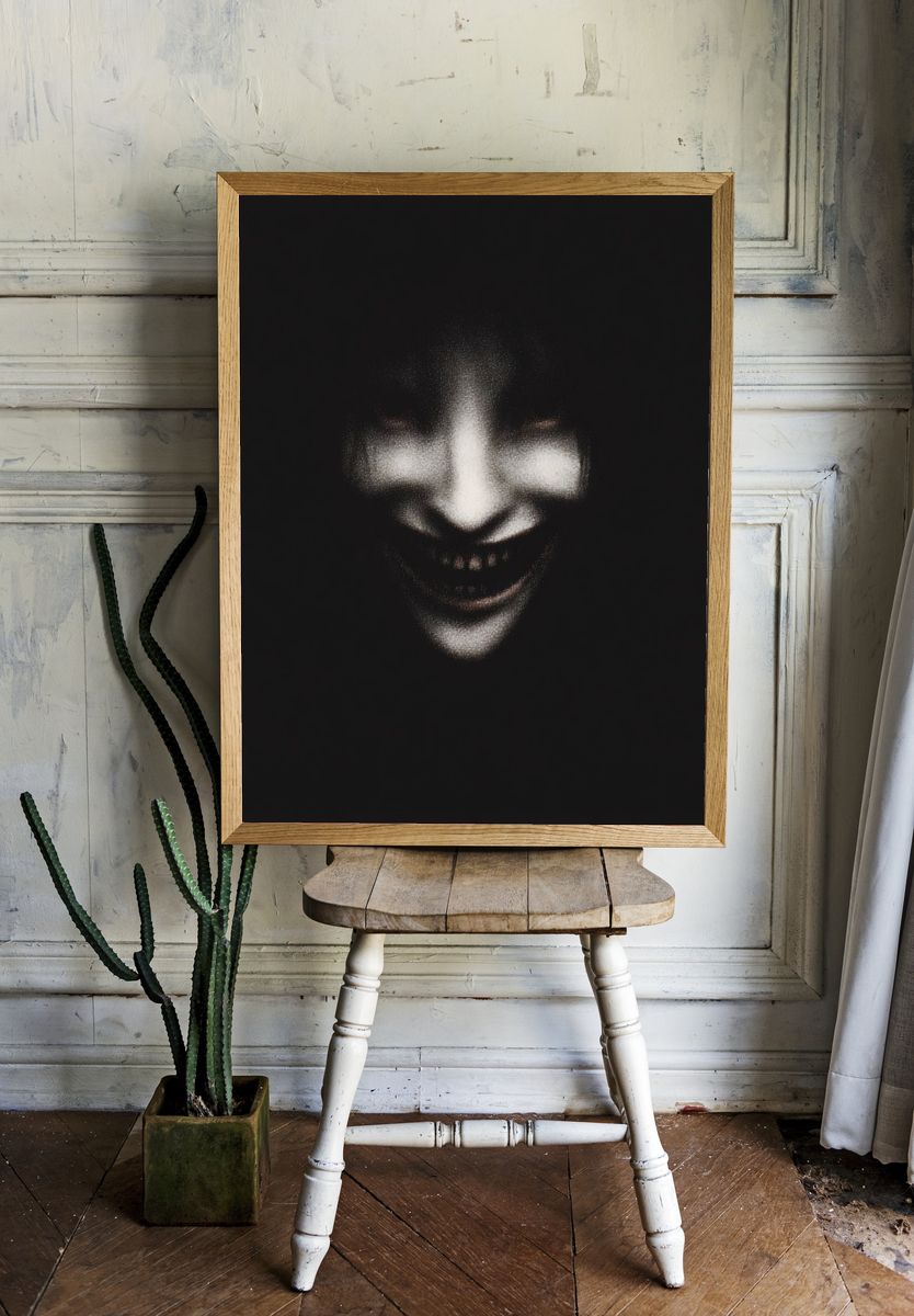 Creepy Smiling Face Horror Print. — room view 1