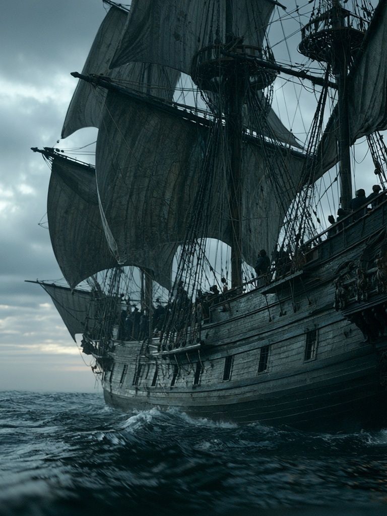 Pirate Ship at Sea Poster. poster detail