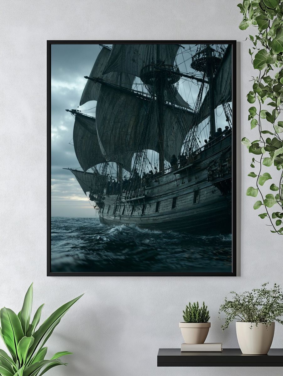 Pirate Ship at Sea Poster. — room view 4