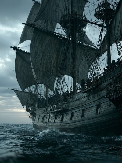 Pirate Ship at Sea Poster. poster
