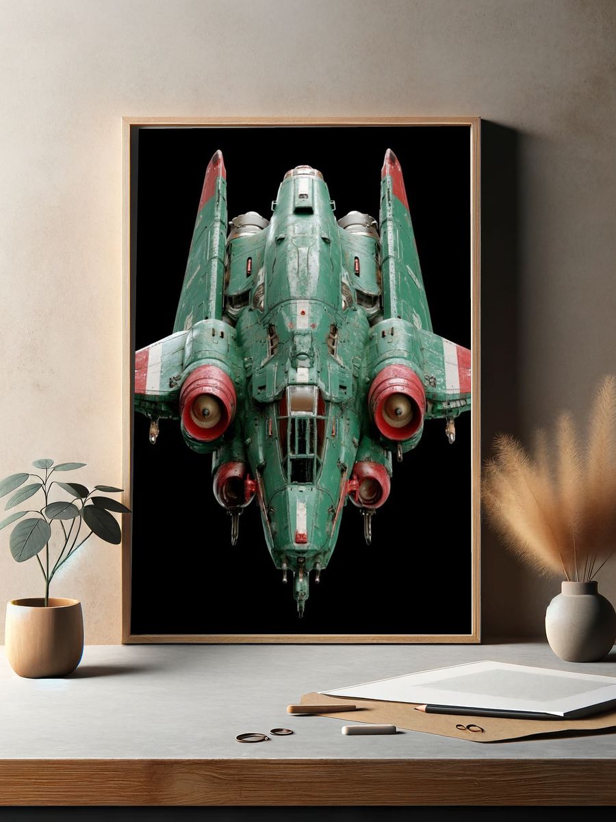 Retro Sci-Fi Fighter Poster. — room view 2