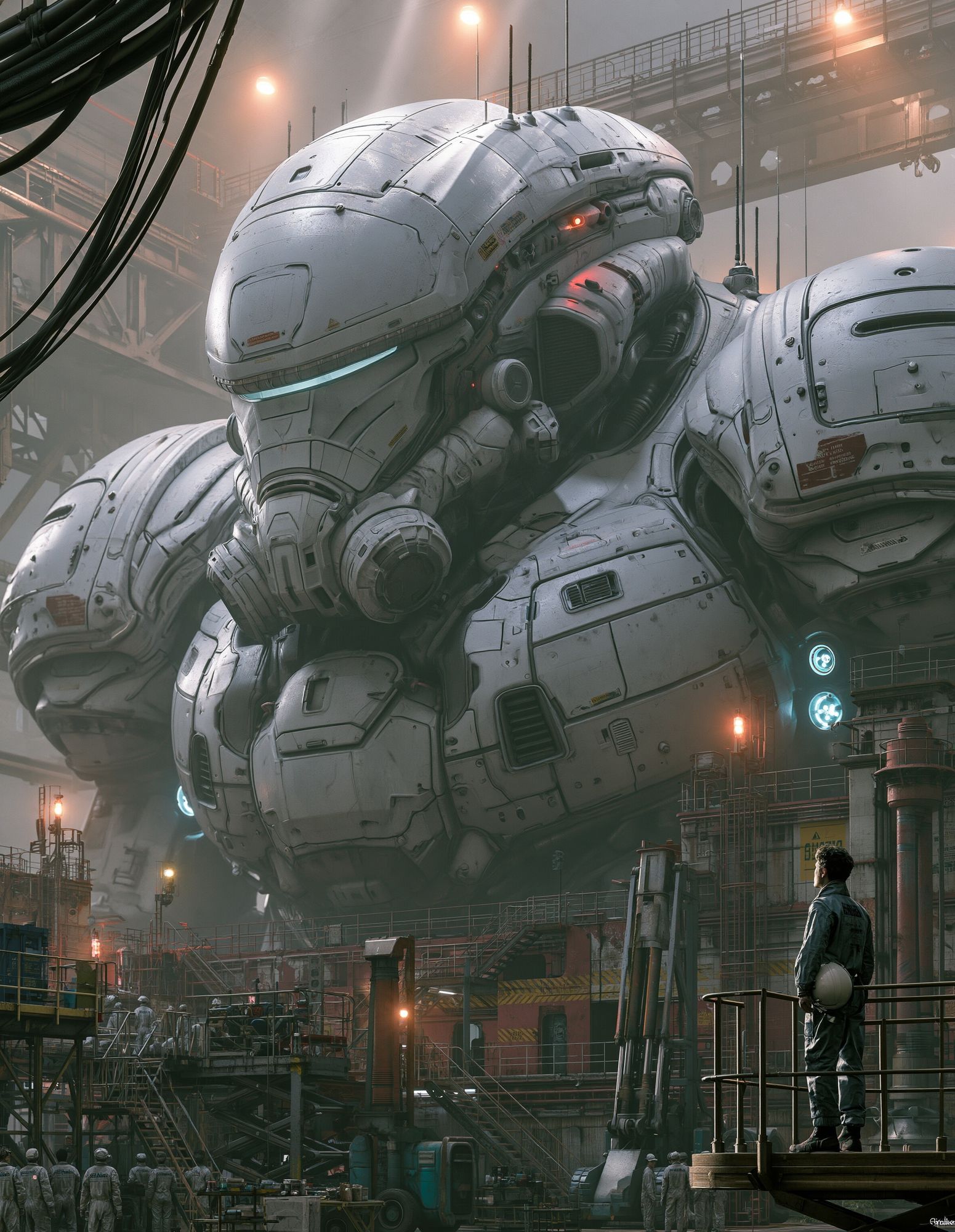 Giant Mech Hangar Sci-Fi Poster. poster — movies art