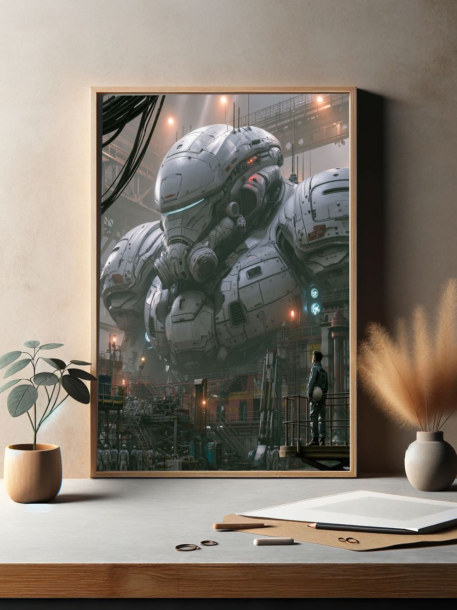 Giant Mech Hangar Sci-Fi Poster. — room view 2