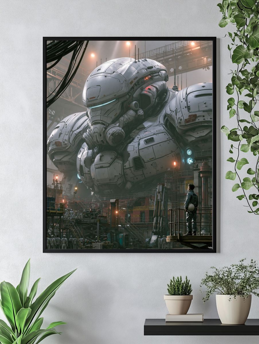 Giant Mech Hangar Sci-Fi Poster. — room view 4