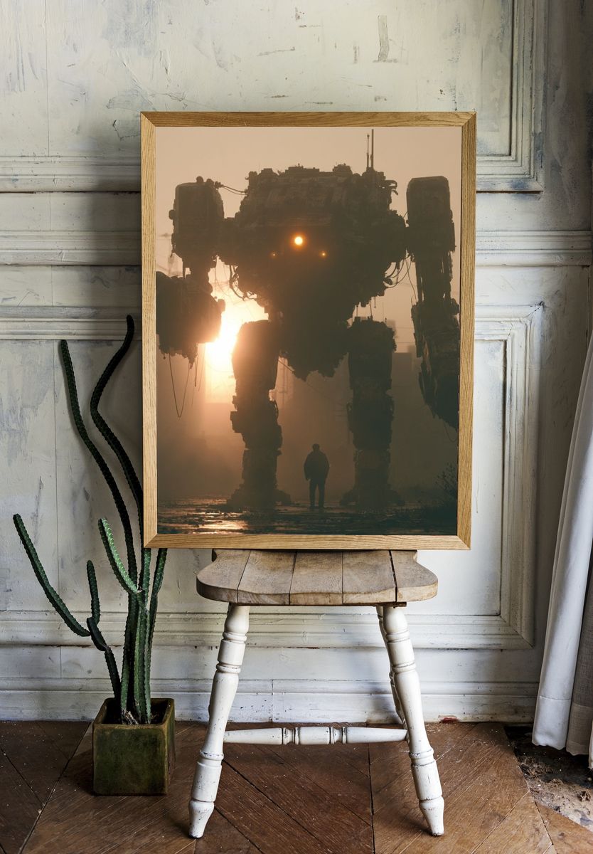 Giant Robot at Sunset Print. room preview