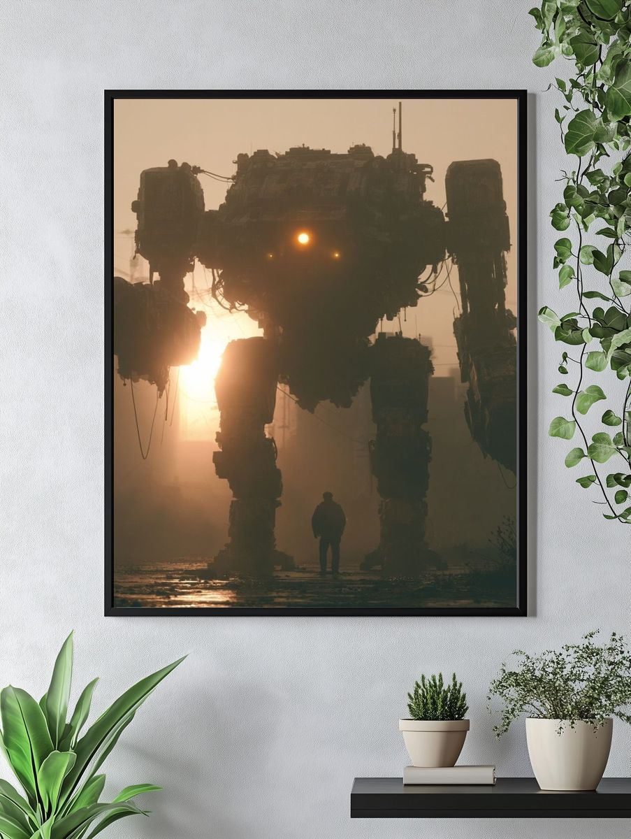 Giant Robot at Sunset Print. — room view 4