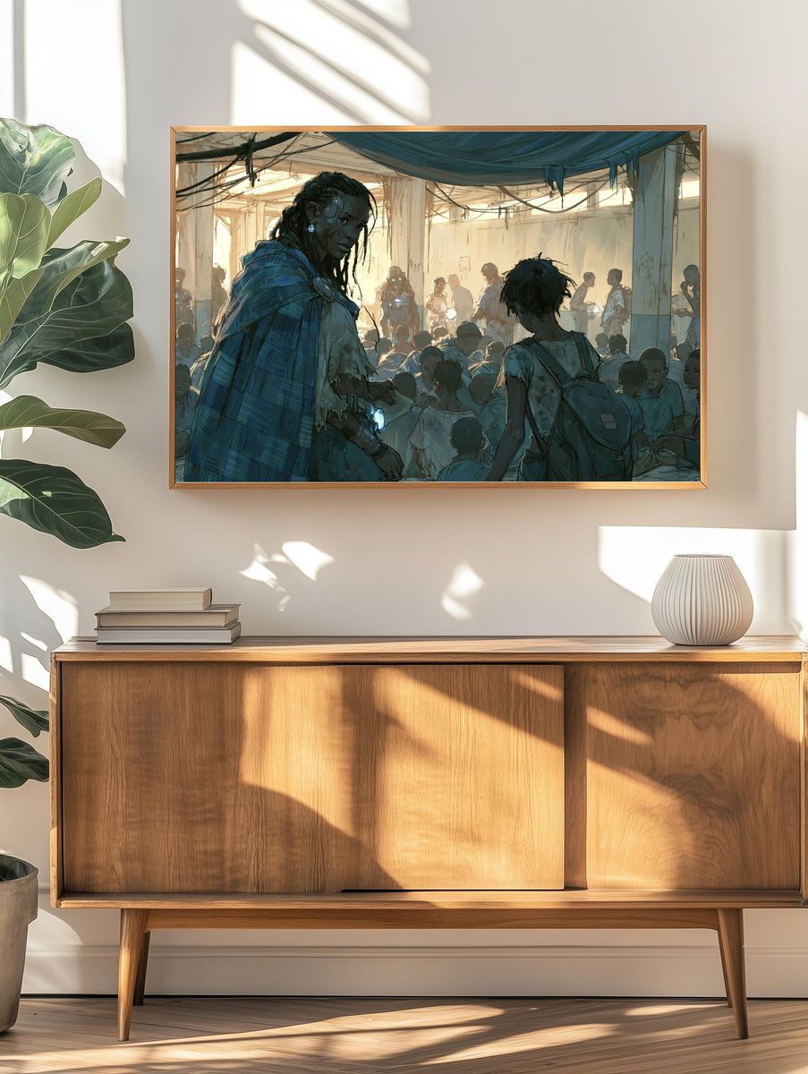 Sci-Fi Refugee Camp Illustration Poster. — room view 3