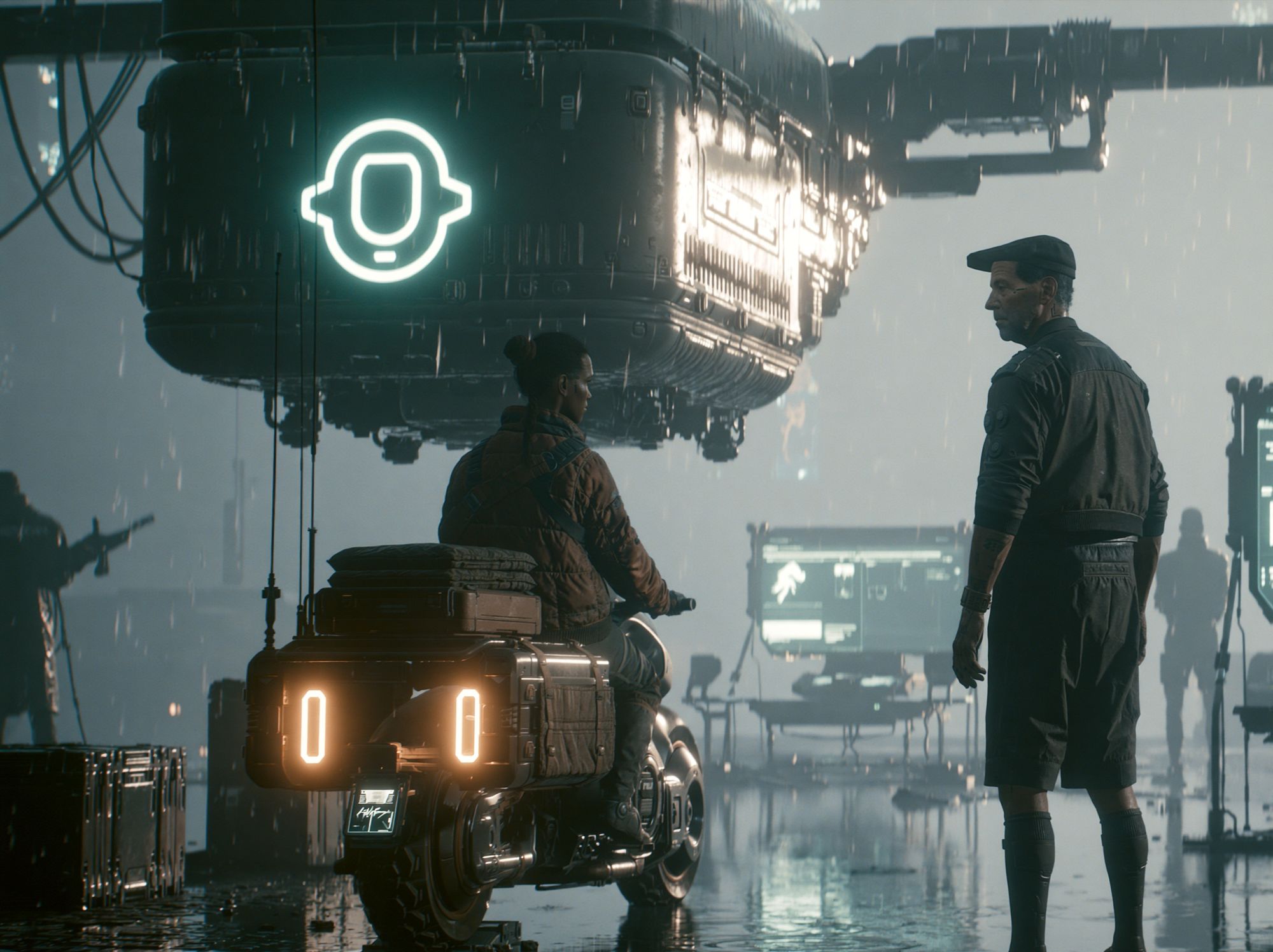 Rainy Sci-Fi Hangar Poster. poster detail