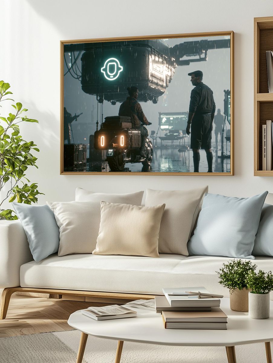 Rainy Sci-Fi Hangar Poster. — room view 2