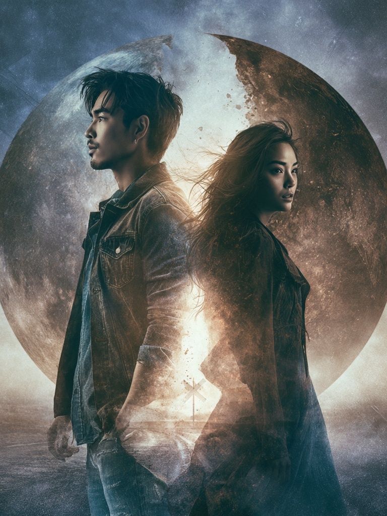 Moonlit Duo Sci-Fi Poster. poster detail