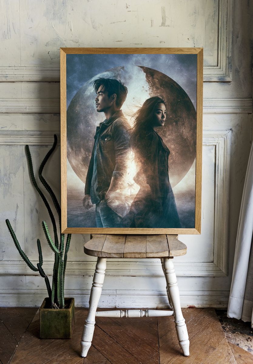 Moonlit Duo Sci-Fi Poster. room preview