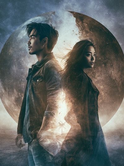 Moonlit Duo Sci-Fi Poster. poster