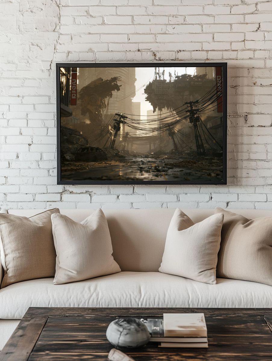 Dystopian City Ruins Sci-Fi Poster. room preview