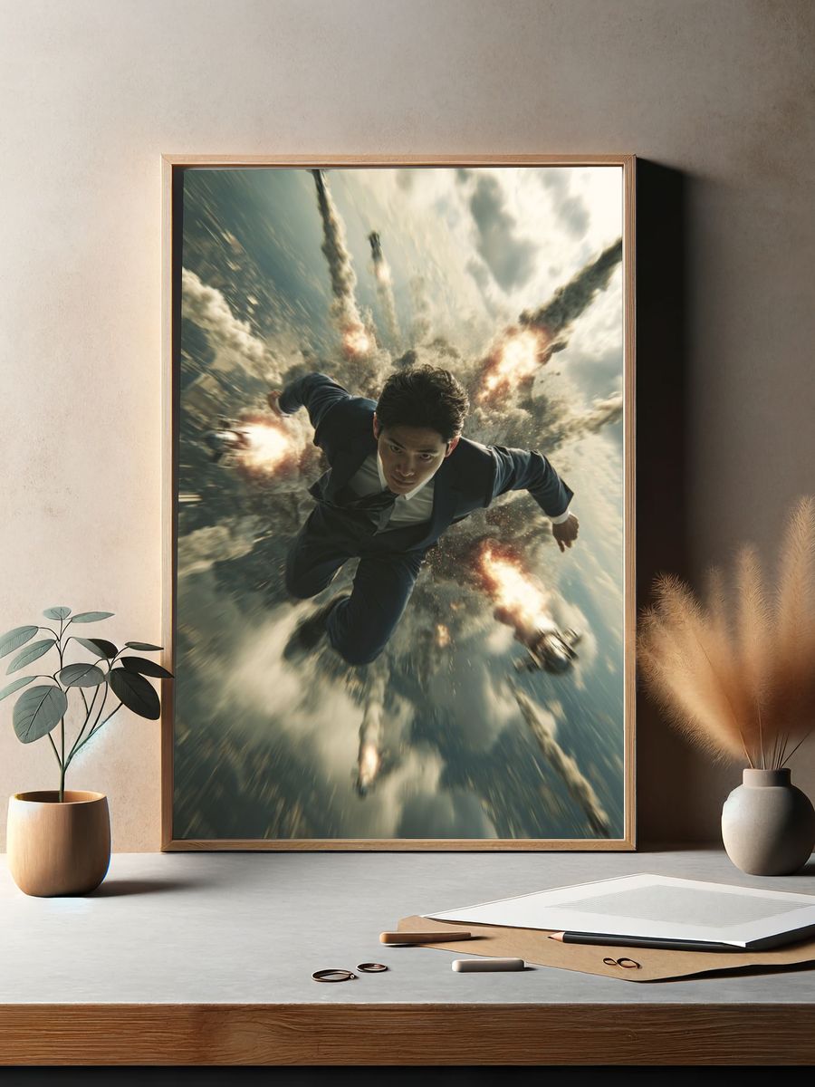 Action Hero in the Sky Poster. — room view 2