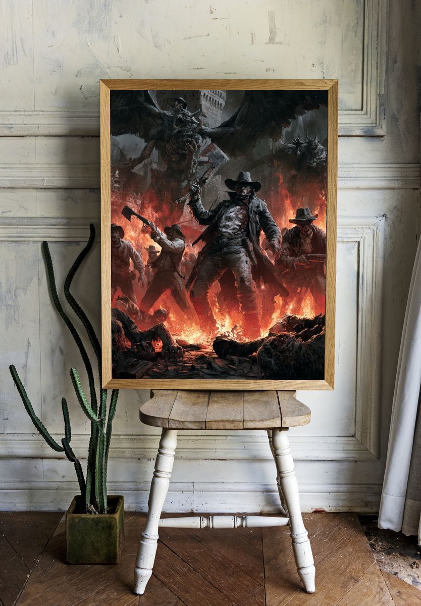 Cowboys vs Demons Horror Print. room preview