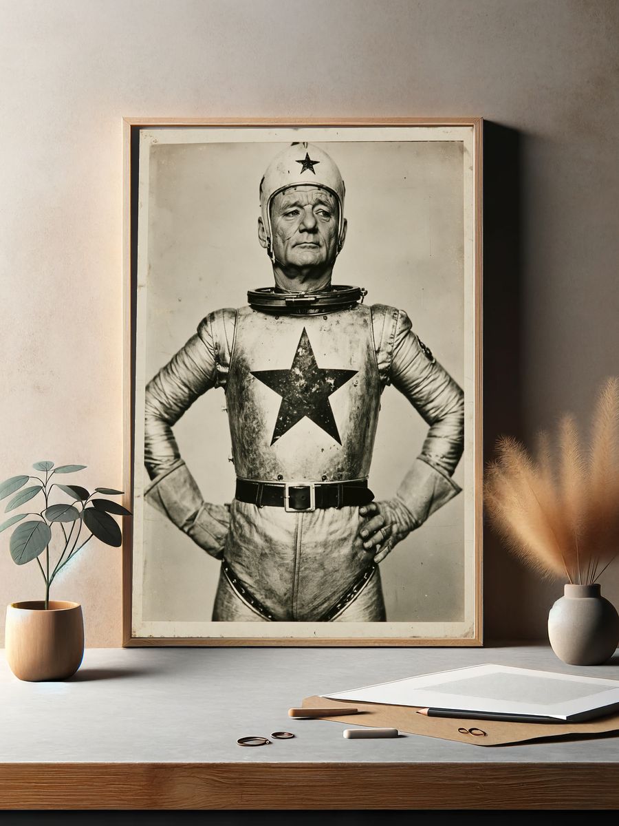 Retro Space Hero Portrait Print. — room view 2