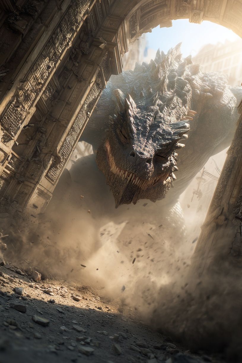 Dragon Ruins Fantasy Poster. poster detail