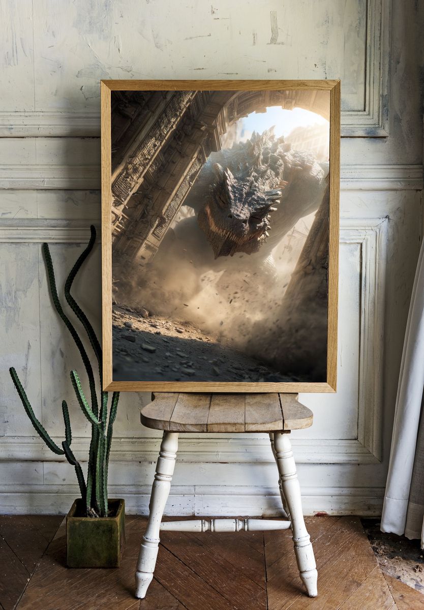Dragon Ruins Fantasy Poster. room preview