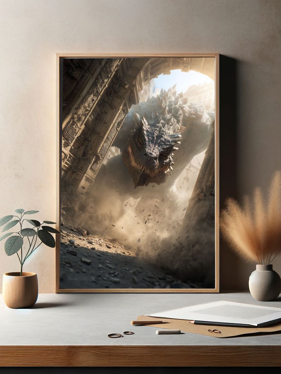 Dragon Ruins Fantasy Poster. — room view 2