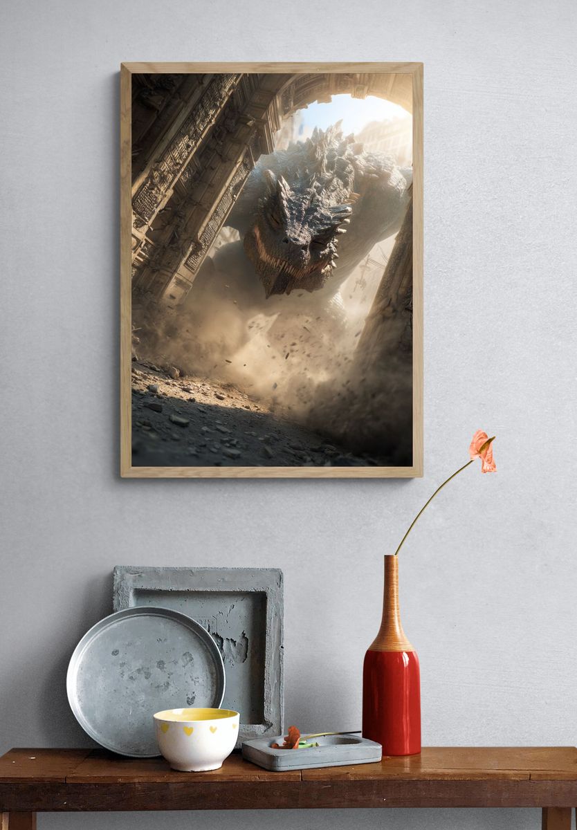 Dragon Ruins Fantasy Poster. — room view 3