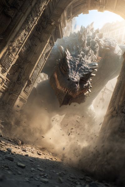 Dragon Ruins Fantasy Poster. poster