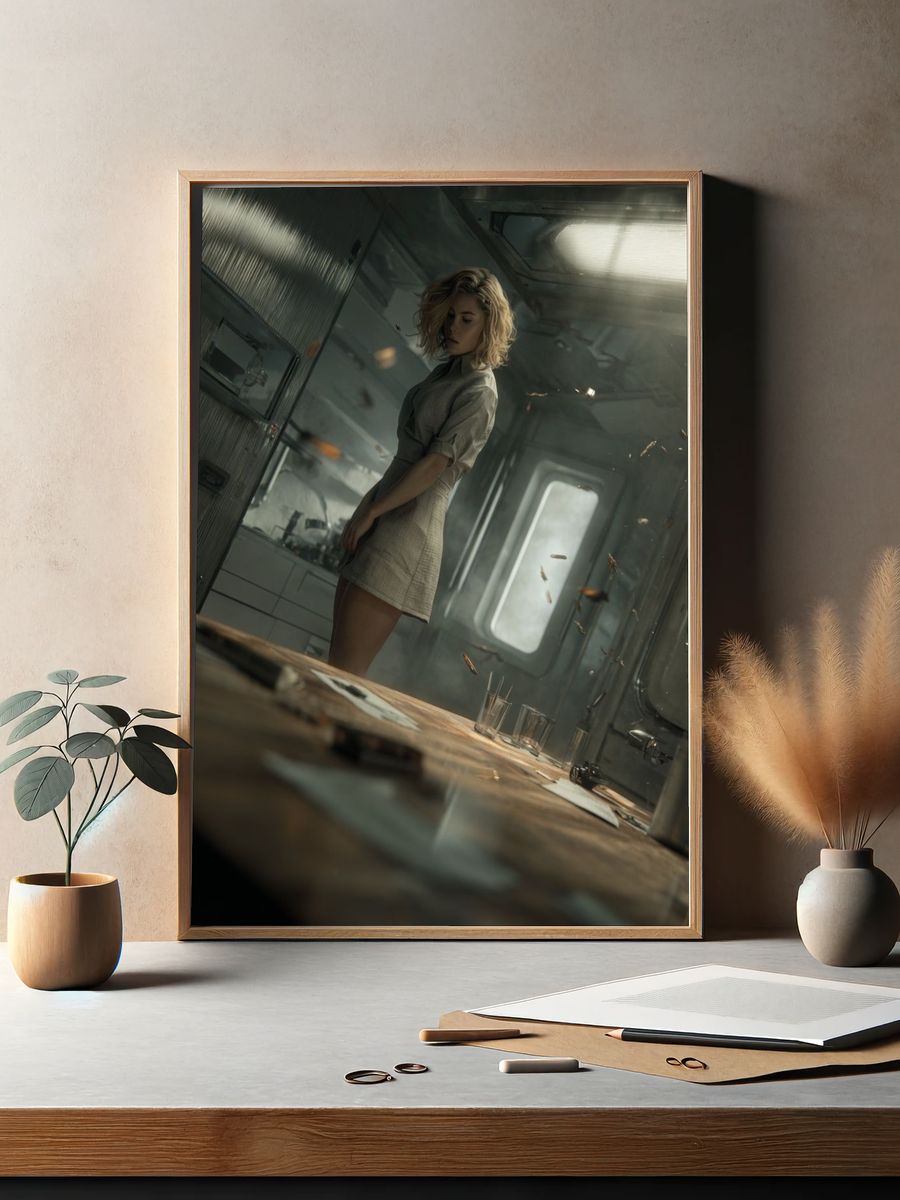 Sci-Fi Woman in Cabin Poster. — room view 2