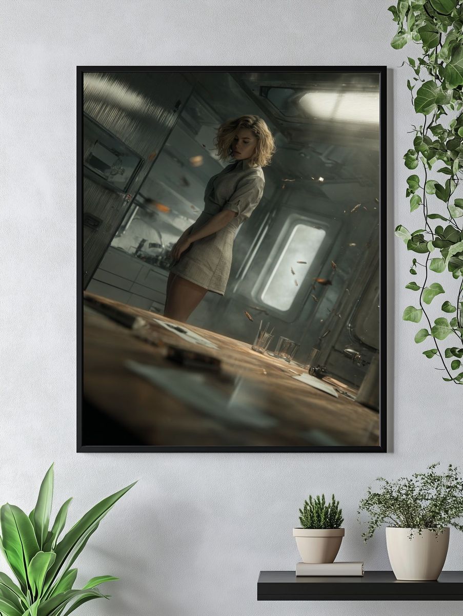 Sci-Fi Woman in Cabin Poster. — room view 4