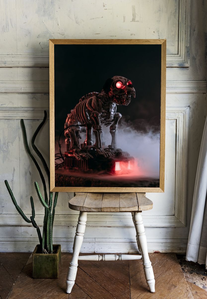 Glowing Skeleton Horror Print. room preview