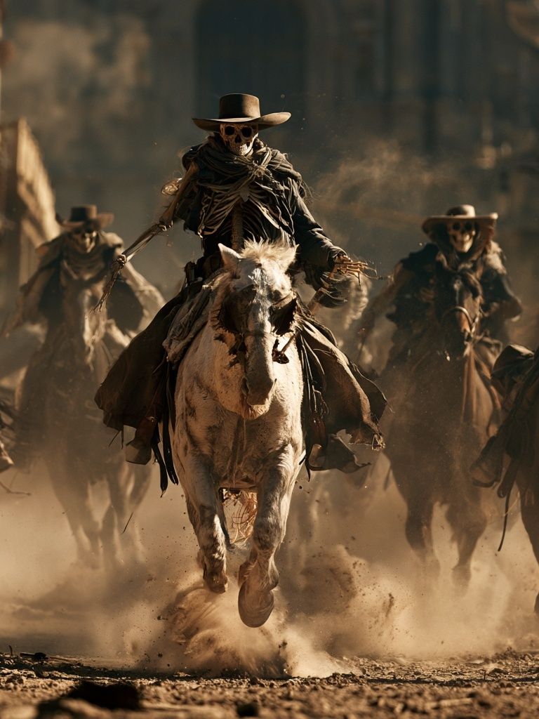 Skeleton Cowboy Charge Poster. poster — movies art