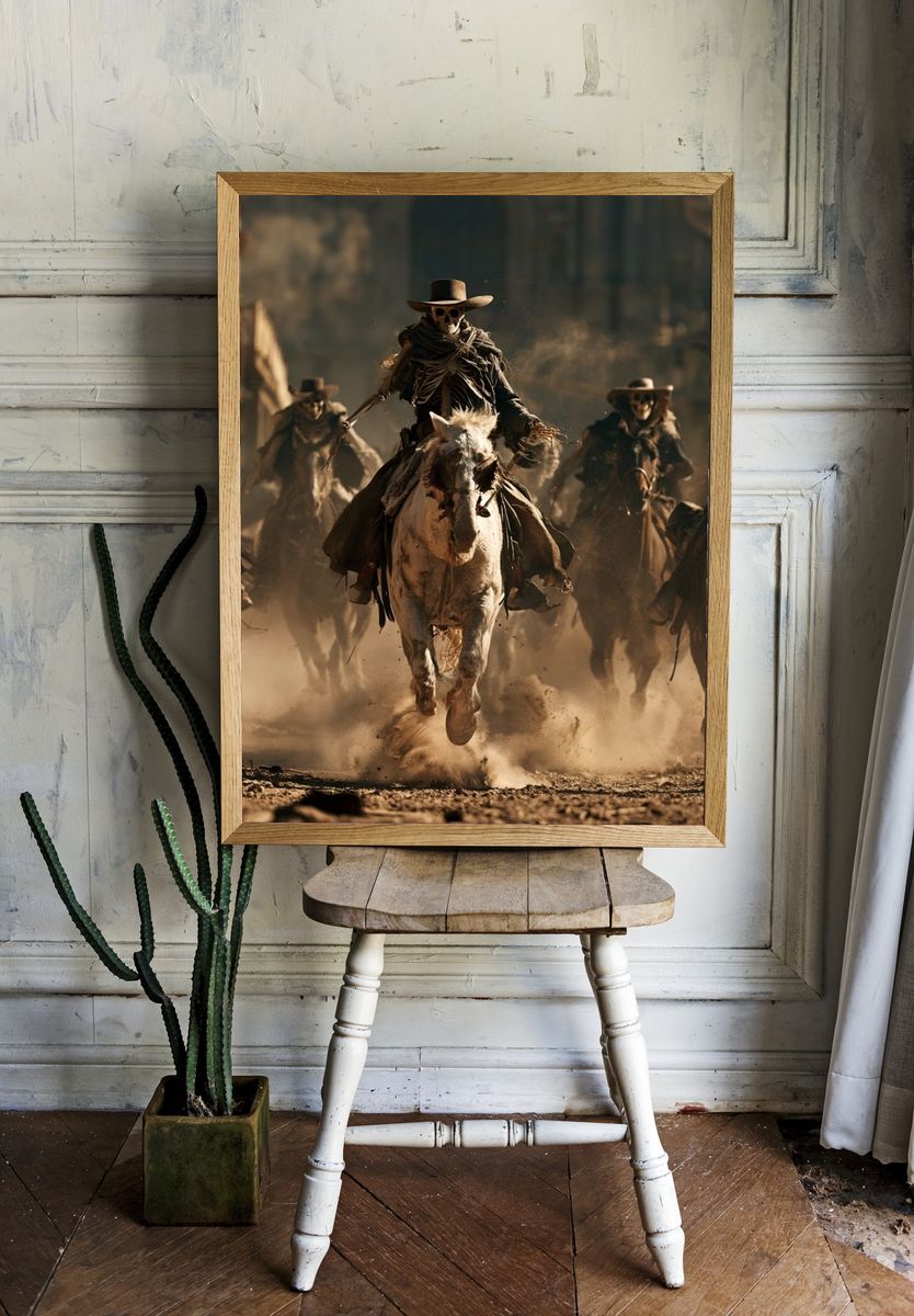 Skeleton Cowboy Charge Poster. — room view 1