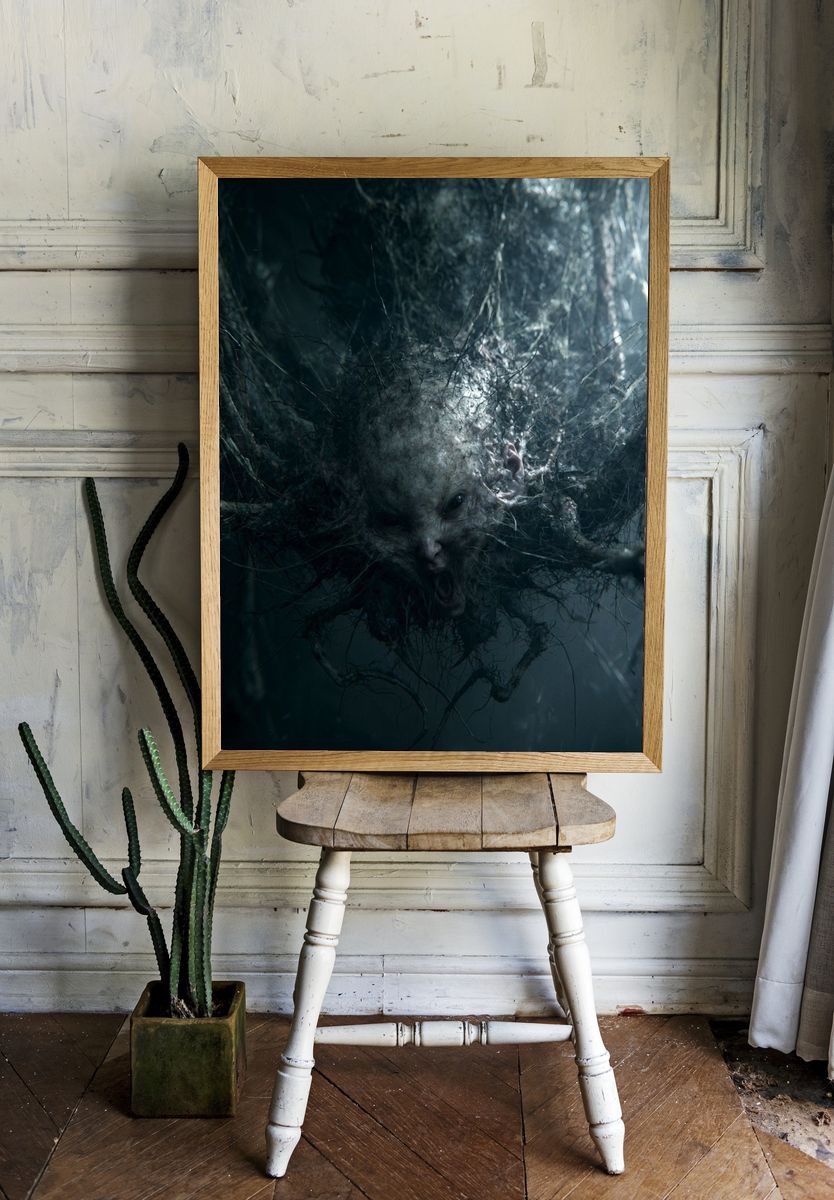 Creepy Forest Creature Horror Print. room preview