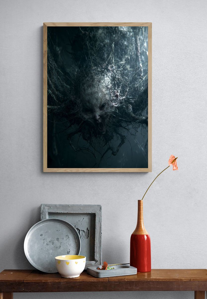 Creepy Forest Creature Horror Print. — room view 3