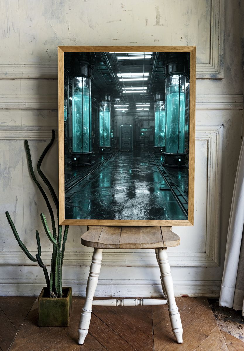 Futuristic Laboratory Corridor Print. room preview