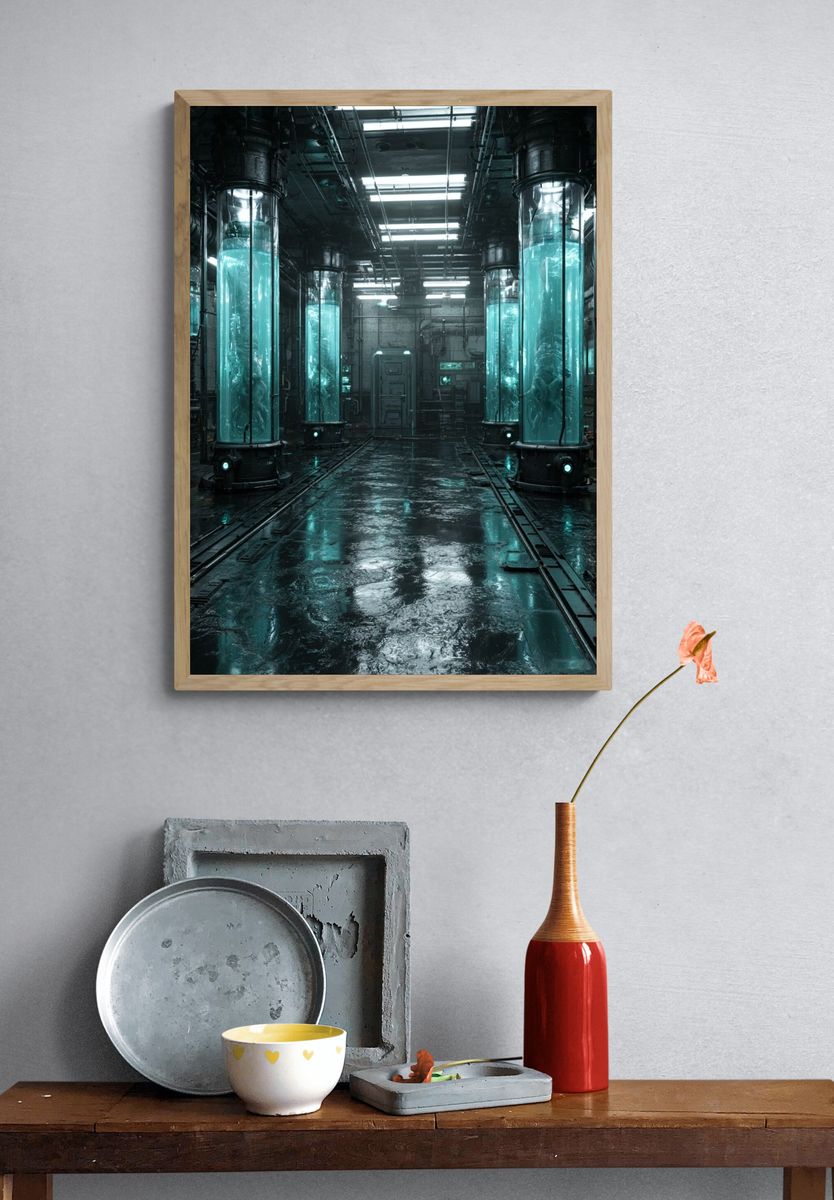 Futuristic Laboratory Corridor Print. — room view 3