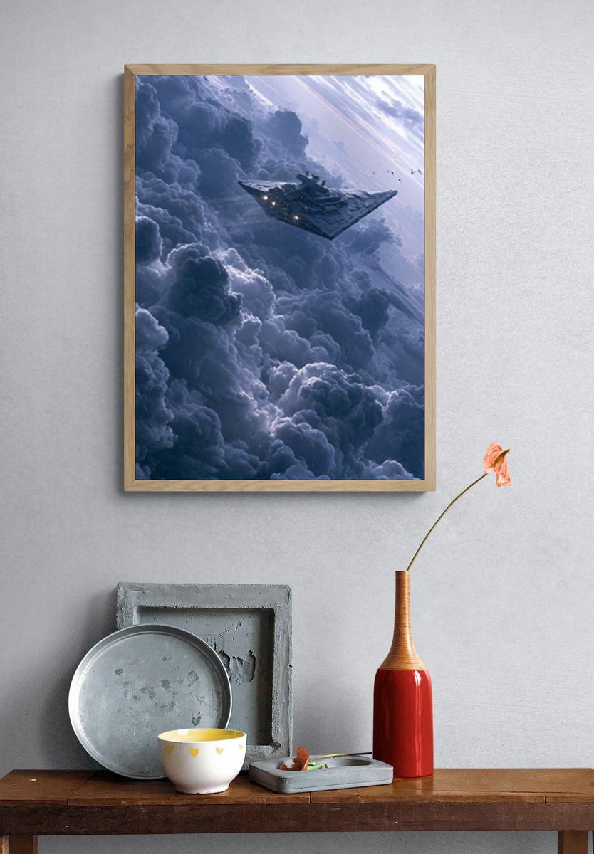 Star Destroyer in Clouds Print. — room view 3